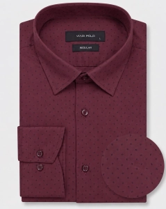 Koszula Męska Elegancka Bordowa we Wzorki Regular Viadi Polo L437