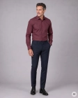 Koszula Męska Elegancka Bordowa we Wzorki Regular Viadi Polo