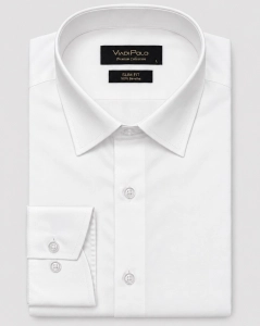 Koszula Męska Elegancka Gładka Biała Slim Fit Viadi Polo L440