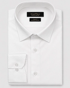 Koszula Męska Elegancka Gładka Biała Slim Fit Viadi Polo L441