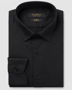 Koszula Męska Elegancka Gładka Czarna Slim Fit Viadi Polo L442