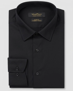 Koszula Męska Elegancka Gładka Czarna Slim Fit Viadi Polo L443
