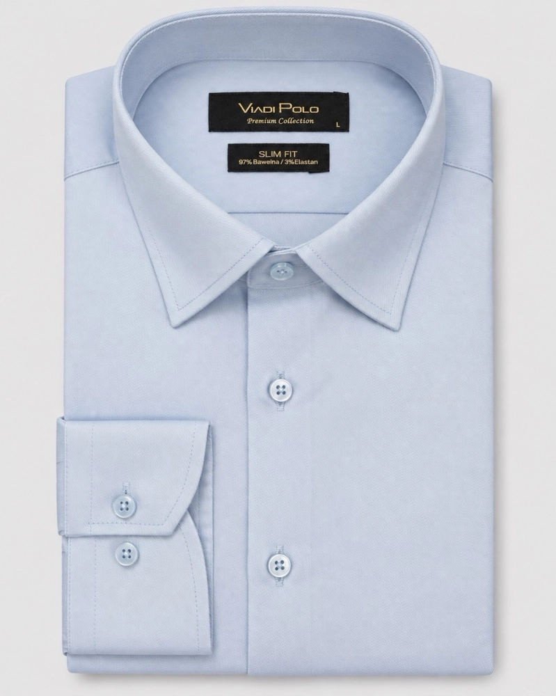 Koszula Męska Elegancka Gładka Błękitna Slim Fit Viadi Polo