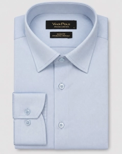 Koszula Męska Elegancka Gładka Błękitna Slim Fit Viadi Polo L444