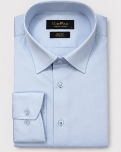 Koszula Męska Elegancka Gładka Błękitna Slim Fit Viadi Polo L445