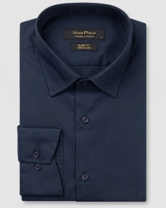Koszula Męska Elegancka Gładka Granatowa Slim Fit Viadi Polo L446
