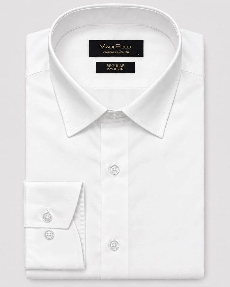 Koszula Męska Elegancka Gładka Biała Regular Viadi Polo