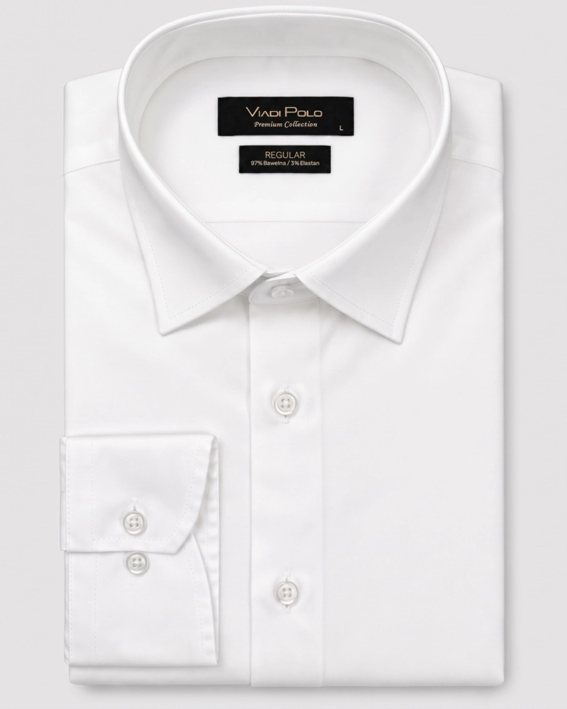 Koszula Męska Elegancka Gładka Biała Regular Viadi Polo
