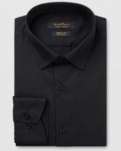 Koszula Męska Elegancka Gładka Czarna Regular Viadi Polo L449