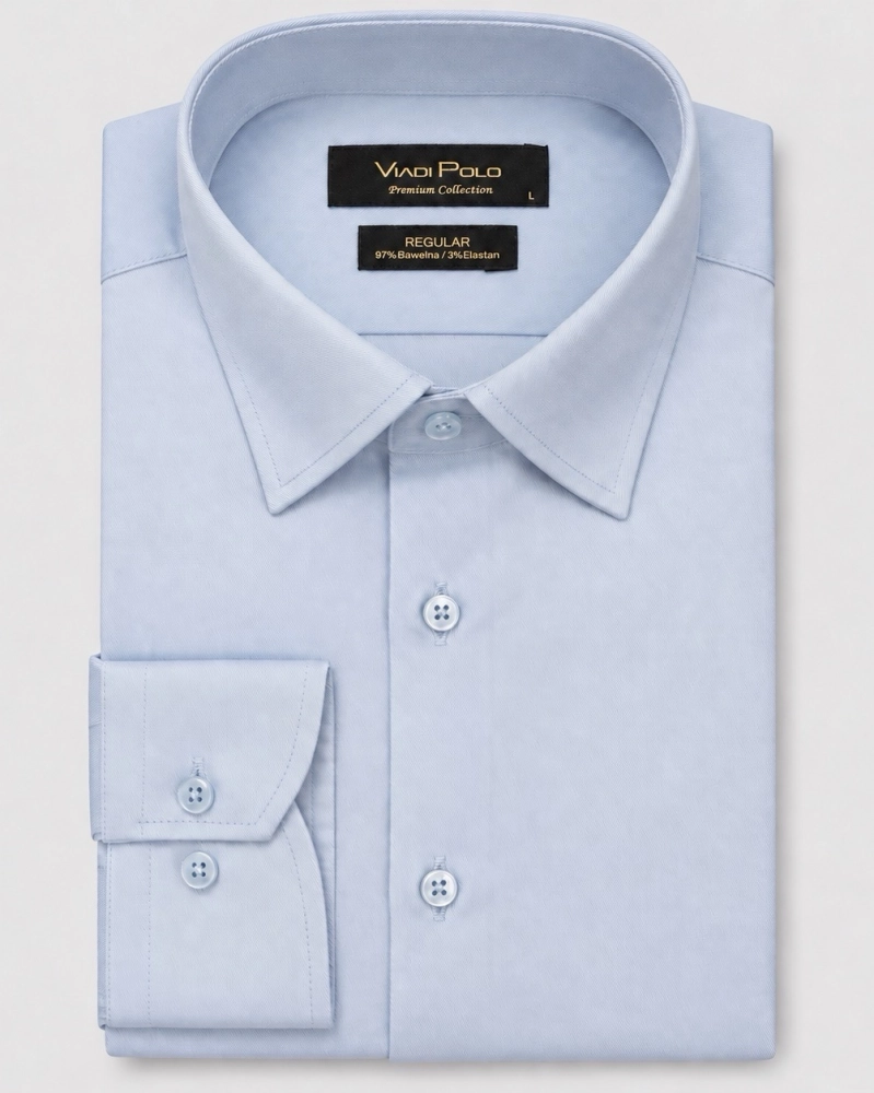 Koszula Męska Elegancka Gładka Błękitna Regular Viadi Polo