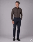 Koszula Męska Elegancka Brązowa we Wzorki Regular Viadi Polo
