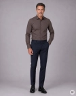 Koszula Męska Elegancka Brązowa we Wzorki Regular Viadi Polo