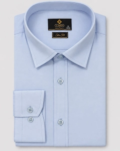Koszula Męska Elegancka Gładka Niebieska Slim Fit Classo L456