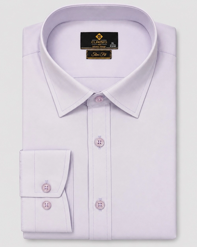 Koszula Męska Elegancka Gładka Fioletowa Slim Fit Classo