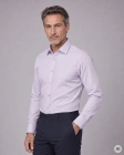 Koszula Męska Elegancka Gładka Fioletowa Slim Fit Classo