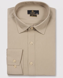 Koszula Męska Elegancka Gładka Beżowa Slim Fit Classo L459