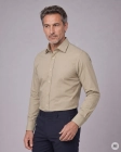 Koszula Męska Elegancka Gładka Beżowa Slim Fit Classo