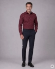 Koszula Męska Elegancka Bordowa we Wzorki Slim Fit Classo