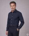 Koszula Męska Elegancka Granatowa we Wzorki Slim Fit Classo