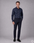 Koszula Męska Elegancka Granatowa we Wzorki Slim Fit Classo