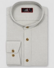 Koszula Męska Lniana Casual ze Stójka Szara Slim Fit 4Q4 Men's Wear
