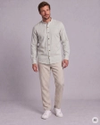 Koszula Męska Lniana Casual ze Stójka Szara Slim Fit 4Q4 Men's Wear