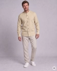 Koszula Męska Lniana Casual ze Stójka Beżowa Slim Fit 4Q4 Men's Wear