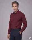 Koszula Męska Elegancka Bordowa we Wzorki Slim Fit Classo