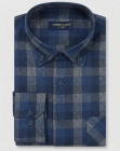 Koszula Flanelowa Męska Casual w kroju Slim Fit Granatowa w Kratkę