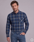 Koszula Flanelowa Męska Casual w kroju Slim Fit Granatowa w Kratkę