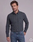 Koszula Flanelowa Męska Casual w kroju Slim Fit Granatowa w Kratkę
