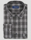 Koszula Flanelowa Męska Casual w kroju Slim Fit Szara w Kratkę