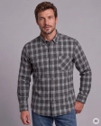 Koszula Flanelowa Męska Casual w kroju Slim Fit Szara w Kratkę