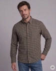 Koszula Flanelowa Męska Casual w kroju Slim Fit Brązowa w Kratkę