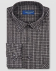 Koszula Flanelowa Męska Casual w kroju Slim Fit Grafitowa w Kratkę