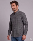 Koszula Flanelowa Męska Casual w kroju Slim Fit Grafitowa w Kratkę