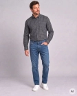 Koszula Flanelowa Męska Casual w kroju Slim Fit Grafitowa w Kratkę