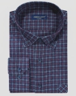 Koszula Flanelowa Męska Casual w kroju Slim Fit Granatowa w Kratkę