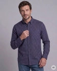 Koszula Flanelowa Męska Casual w kroju Slim Fit Granatowa w Kratkę