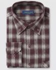 Koszula Flanelowa Męska Casual w kroju Slim Fit Bordowa w Kratkę