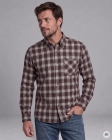 Koszula Flanelowa Męska Casual w kroju Slim Fit Bordowa w Kratkę