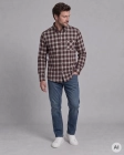 Koszula Flanelowa Męska Casual w kroju Slim Fit Bordowa w Kratkę