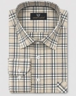 Koszula Bawełniana Męska Casual w kroju Slim Fit Beżowa w Kratkę