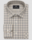 Koszula Bawełniana Męska Casual w kroju Slim Fit Beżowa w Kratkę