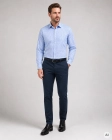 Koszula Bawełniana Męska Elegancka Slim Fit Niebieska we Wzorki