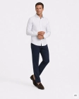 Koszula Bawełniana Męska Elegancka Slim Fit Biała we Wzorki Laviino