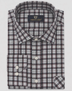 Koszula Bawełniana Męska Casual w kroju Slim Fit Grafitowa w Kratkę L490