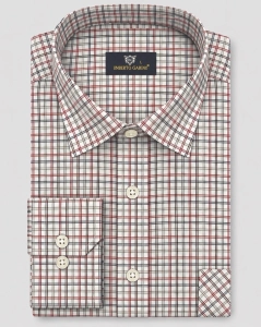 Koszula Bawełniana Męska Casual w kroju Slim Fit Biała w Kratkę L493