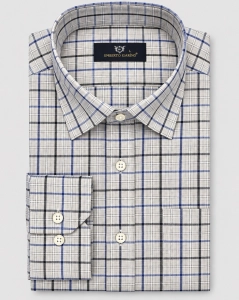 Koszula Bawełniana Męska Casual w kroju Slim Fit Szara w Kratkę L499