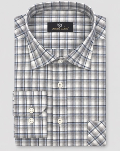 Koszula Bawełniana Męska Casual w kroju Slim Fit Szara w Kratkę L500